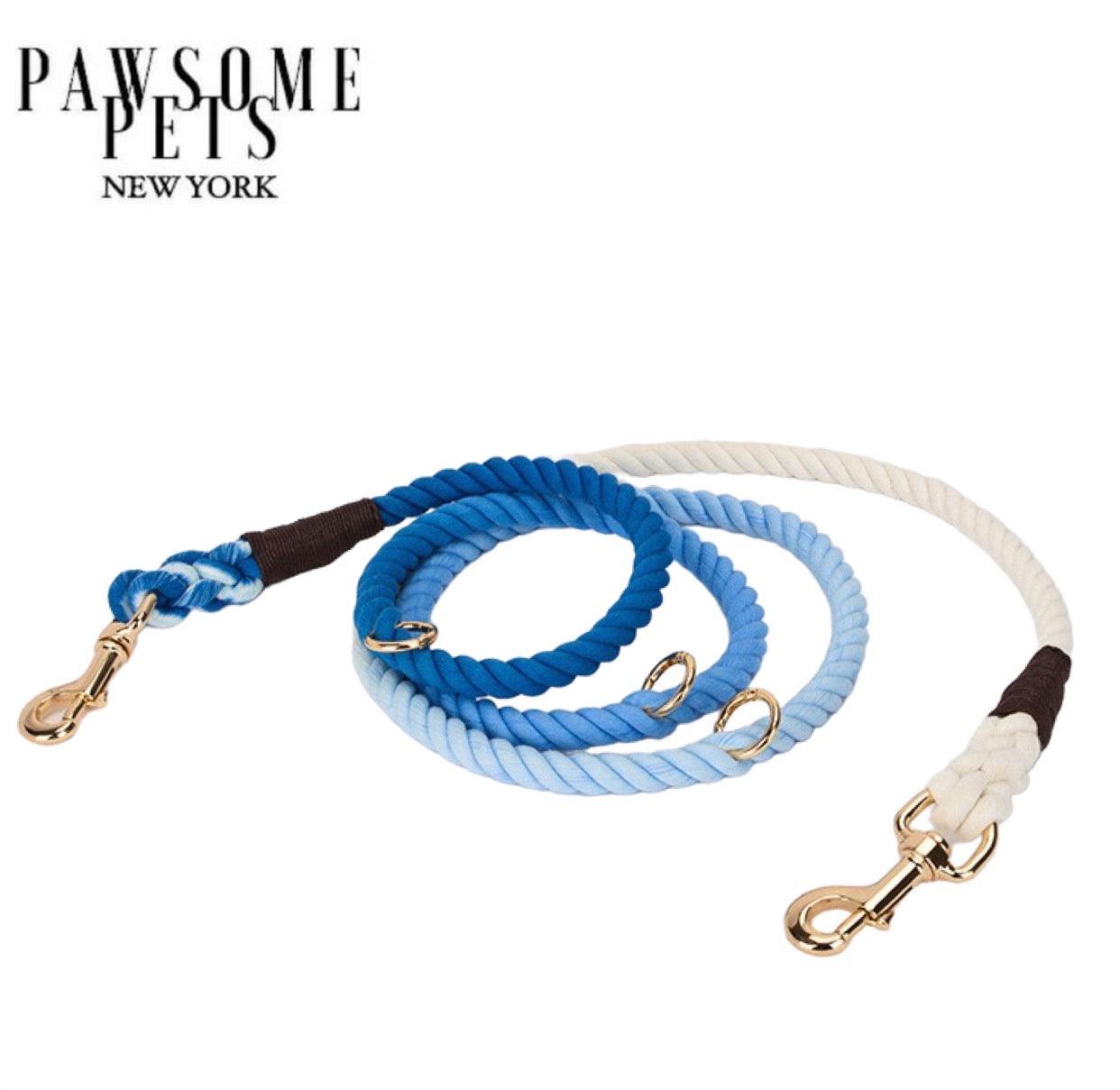 Correa resistente de algodón, para perros (pieza) / HANDS FREE DOG ROPE LEASH - OMBRE DARK BLUE